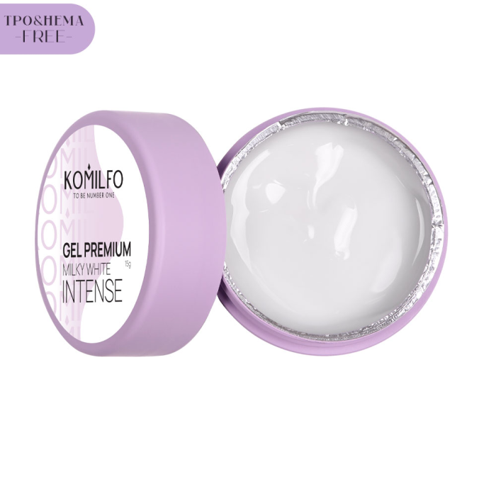 Гель для наращивания Komilfo Gel Premium Milky White Intense, молочный, 15 г (HEMA/TPO free)