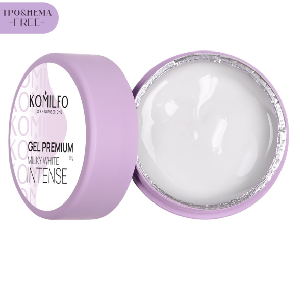 Гель для наращивания Komilfo Gel Premium Milky White Intense, молочный, 30 г (HEMA/TPO free)