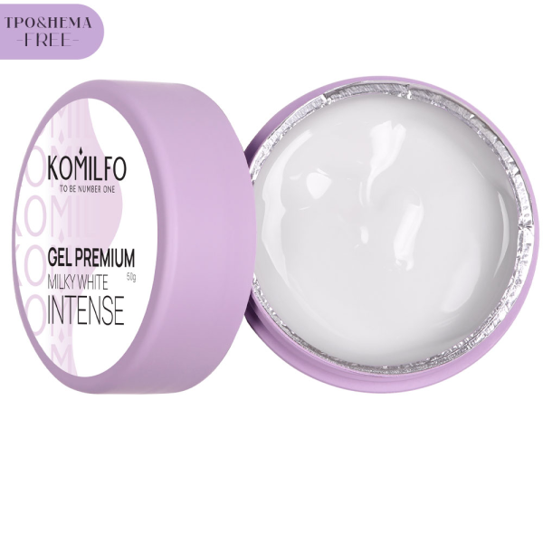 Гель для нарощування Komilfo Gel Milky White Intense, молочний, 50 г (HEMA/TPO free)
