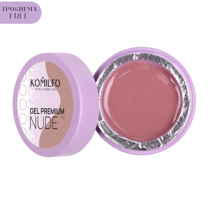 Гель для наращивания Komilfo Gel Premium Nude, нюдовый, 15 г (HEMA/TPO free)