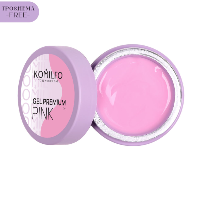 Гель для наращивания Komilfo Gel Premium Pink, розовый, 15 г (HEMA/TPO free)