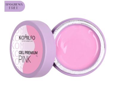 Гель для нарощування Komilfo Gel Premium Pink, рожевий, 30 г (HEMA/TPO free)