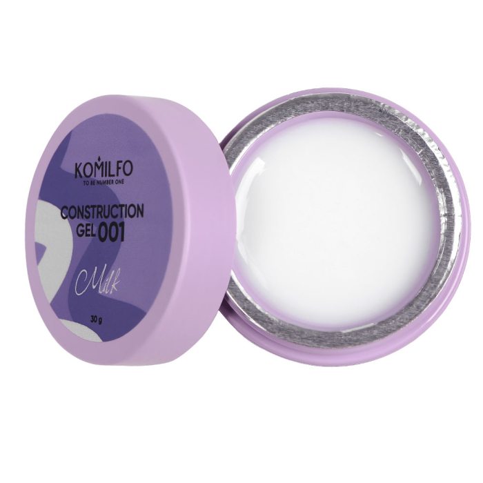 Полигель Komilfo Construction Gel №001 Milk, молочный, 30 г (HEMA/TPO free)