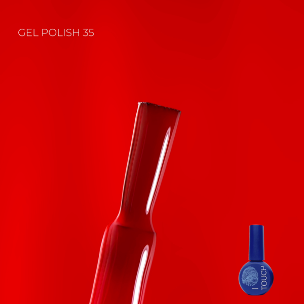 Гель-лак Touch Gel Polish №35, яскраво-червоний, 9 мл