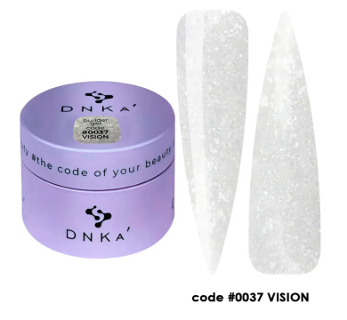 Гель для наращивания DNKa Builder Gel New Formula #0037 Vision, молочный с шиммером, 30 мл