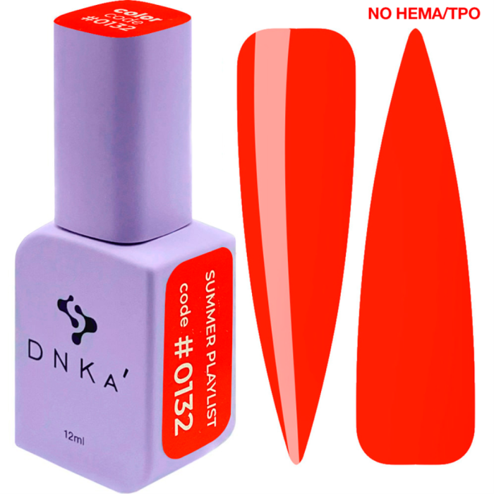 Гель-лак DNKa Gel Polish Summer Playlist New Formula #0132, соковитий корал, 12 мл