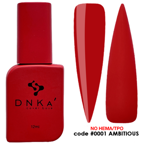 База камуфлююча DNKa Cover Rubber Base French New Formula №0001 Ambitious, вогненно-червона, 12 мл