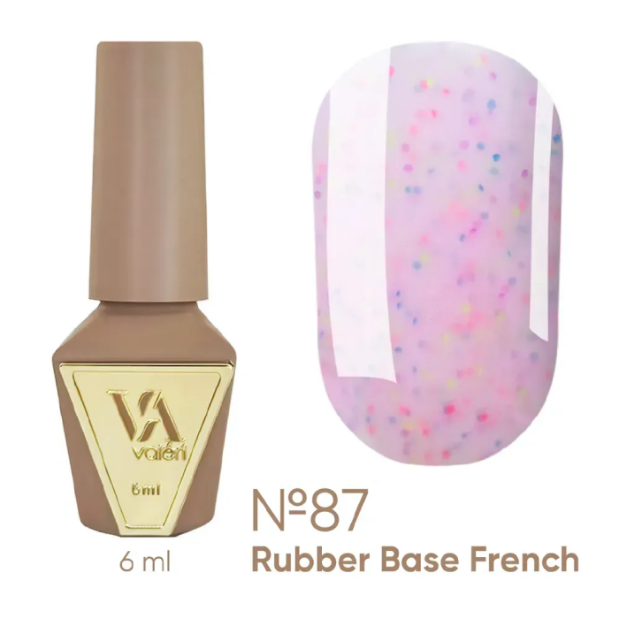База камуфлирующая Valeri Rubber Base French New №087, розовая с крошкой, 6 мл