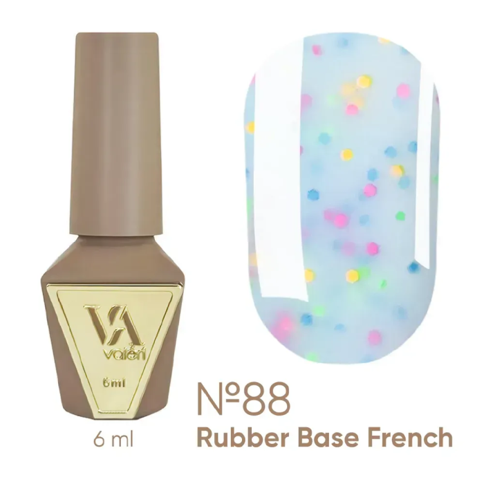 База камуфлирующая Valeri Rubber Base French New №88, голубая с крошкой, 6 мл