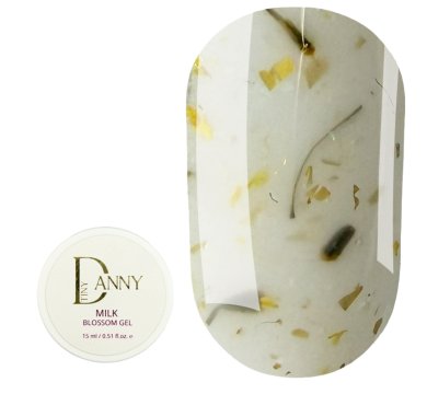 DANNY Milk Blossom Gel №10 - конструирующий гель, молочный с желтыми сухоцветами, 15 мл