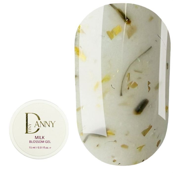 DANNY Milk Blossom Gel №10 - конструюючий гель, молочний з жовтими сухоцвітами, 15 мл