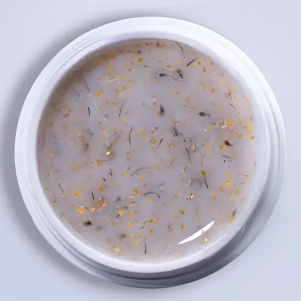 DANNY Milk Blossom Gel №10 - конструирующий гель, молочный с желтыми сухоцветами, 15 мл