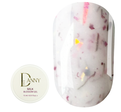 DANNY Milk Blossom Gel №13 - конструирующий гель, молочный с сухоцветами и слюдой, 15 мл