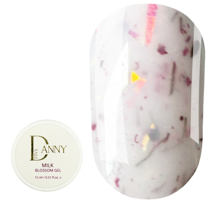 DANNY Milk Blossom Gel №13 - конструюючий гель, молочний із сухоцвітами та слюдою, 15 мл
