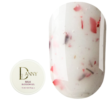DANNY Milk Blossom gel №14 - конструирующий гель, молочный с красными сухоцветами, 15 мл