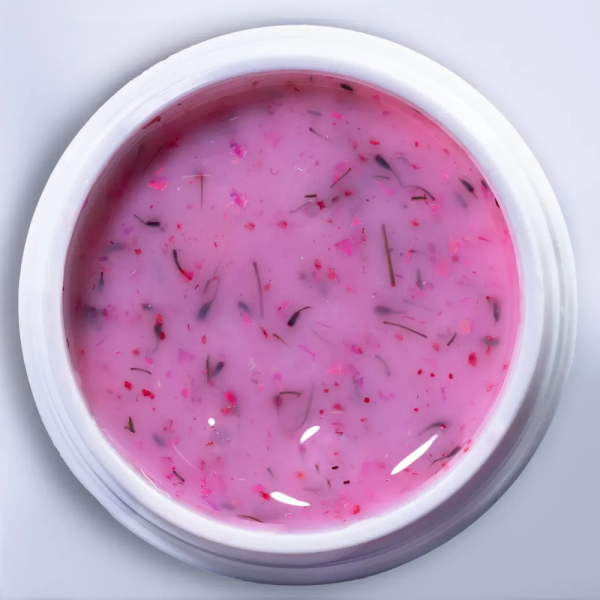 DANNY Milk Blossom Gel №15 - конструирующий гель, розовый с розовыми сухоцветами, 15 мл