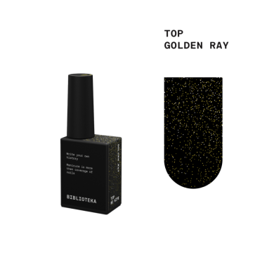 Топ із шиммером Biblioteka Top No Wipe Golden Ray, без липкого шару, з УФ-фільтром, 10 мл