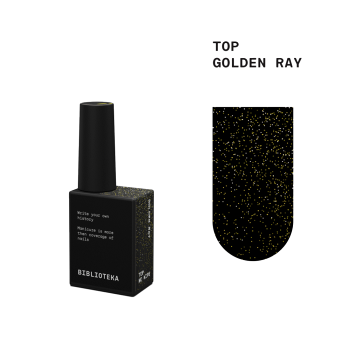 Топ с шиммером Biblioteka Top No Wipe Golden Ray, без липкого слоя, с УФ-фильтром, 10 мл
