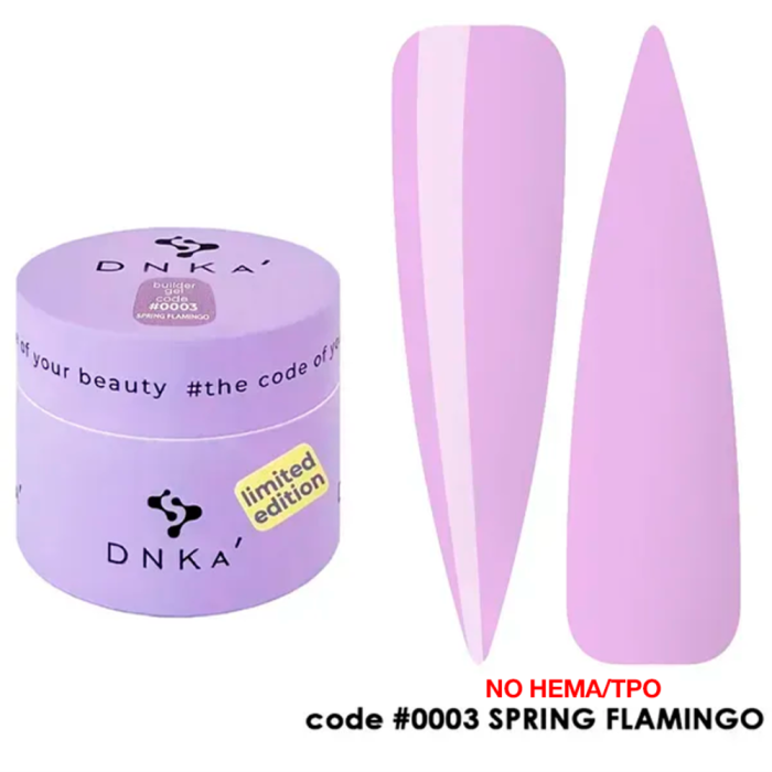Гель для нарощування DNKa Builder Gel New Formula Spring Flamingo #0003, бузковий, 15 мл