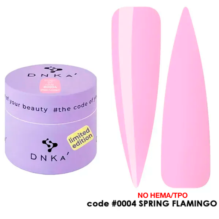 Гель для наращивания DNKa Builder Gel New Formula Spring Flamingo #0004, розовый, 15 мл
