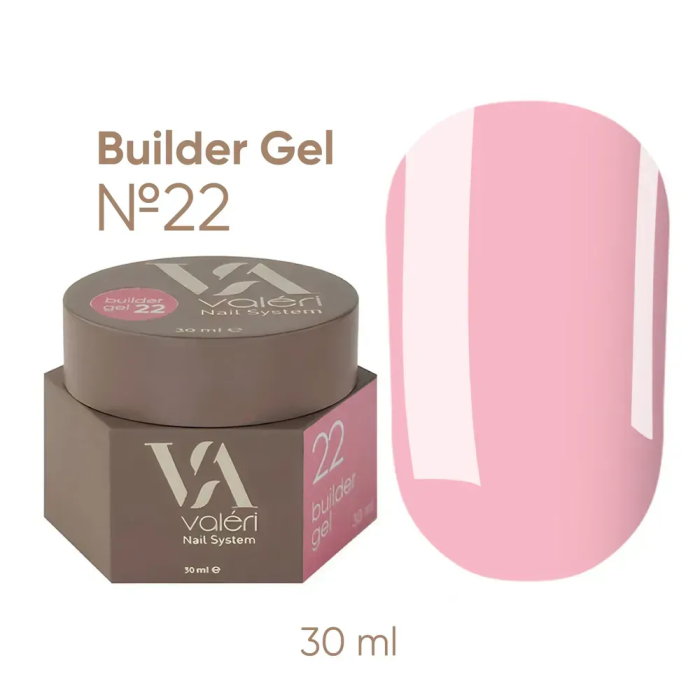 Гель для нарощування Valeri Builder Gel New №22, рожевий, 30 мл