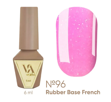 База камуфлююча Valeri Rubber Base French New №096, яскраво-рожева з шиммером, 6 мл