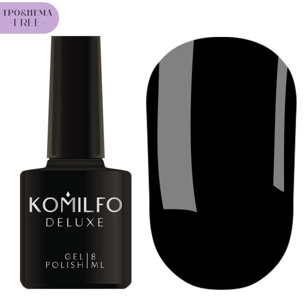 Гель-лак Komilfo Deluxe Series №D001, чорний, 8 мл (HEMA/TPO free)