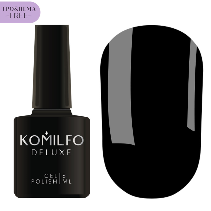 Гель-лак Komilfo Deluxe Series №D001, черный, 8 мл (HEMA/TPO free)