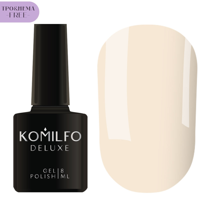 Гель-лак Komilfo Deluxe Series №D005, светлый кремово-розовый, 8 мл (HEMA/TPO free)