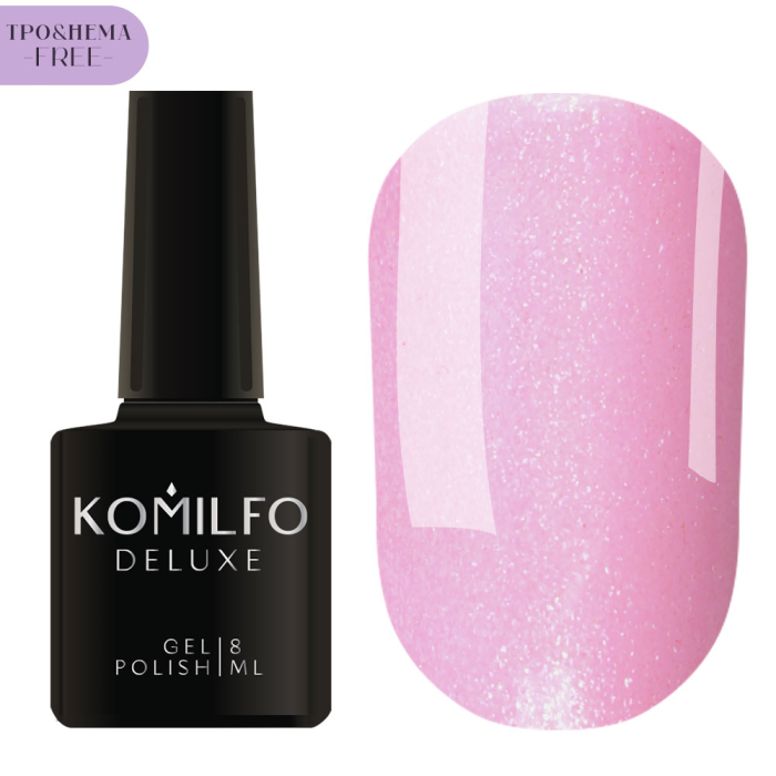 Гель-лак Komilfo Deluxe Series №D029, розовый с микроблеском, 8 мл (HEMA/TPO free)
