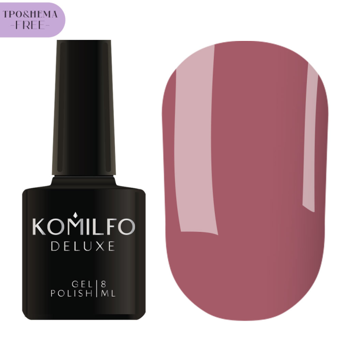 Гель-лак Komilfo Deluxe Series №D062, сливово-рожевий, 8 мл (HEMA/TPO free)