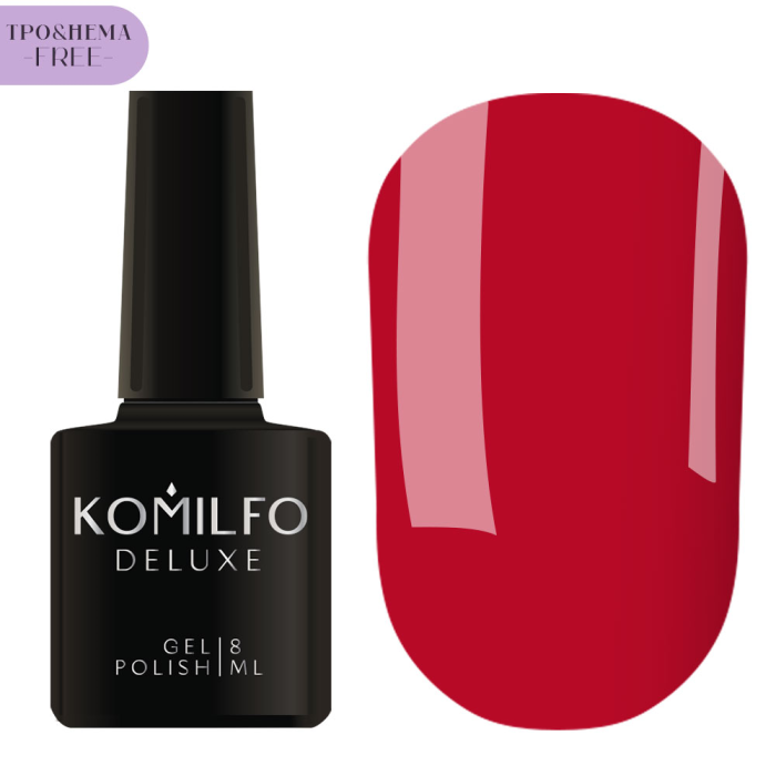 Гель-лак Komilfo Deluxe Series №D085, червоно-малиновий, 8 мл (HEMA/TPO free)
