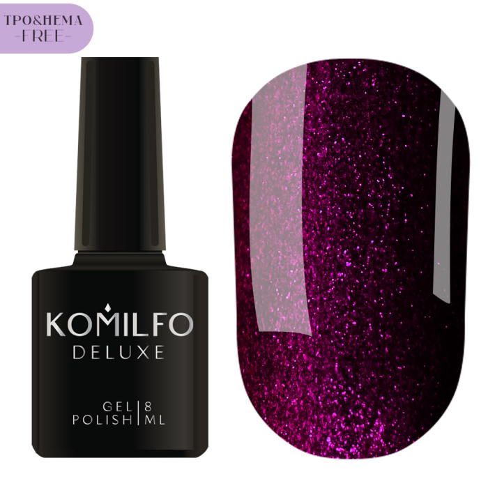 Гель-лак Komilfo Deluxe Series №D095, вишневий із шиммером, 8 мл (HEMA/TPO free)