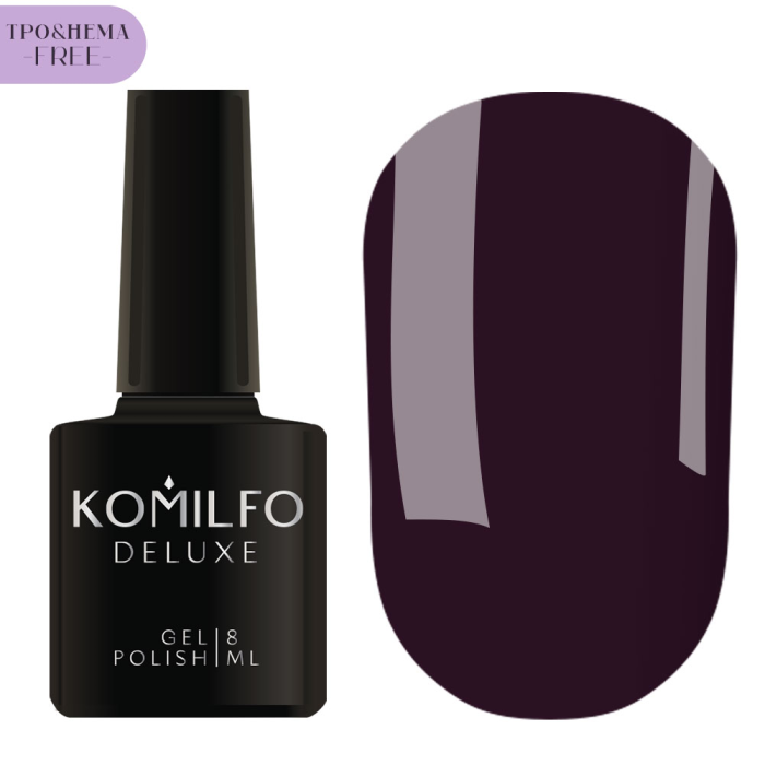 Гель-лак Komilfo Deluxe Series №D102, фіолетово-чорний, 8 мл (HEMA/TPO free)