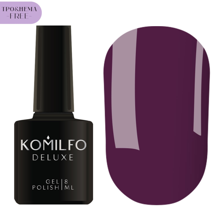 Гель-лак Komilfo Deluxe Series №D104, баклажановый, 8 мл (HEMA/TPO free)