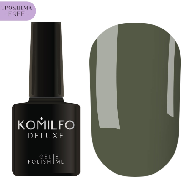 Гель-лак Komilfo Deluxe Series №D158, оливковий, 8 мл (HEMA/TPO free)