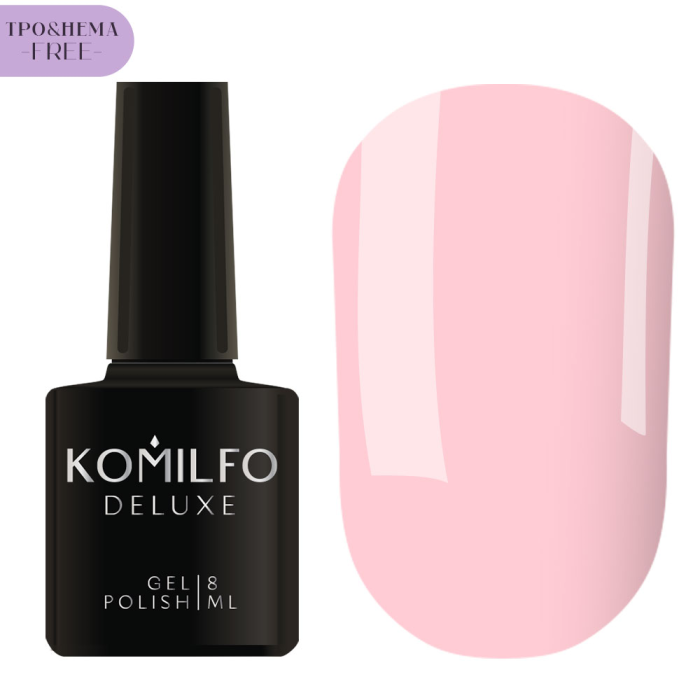 Гель-лак Komilfo Deluxe Series №D188, пастельно-рожевий, 8 мл (HEMA/TPO free)