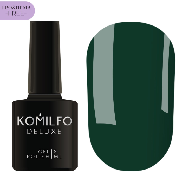 Гель-лак Komilfo Deluxe Series №D217, темно-зеленый, 8 мл (HEMA/TPO free)