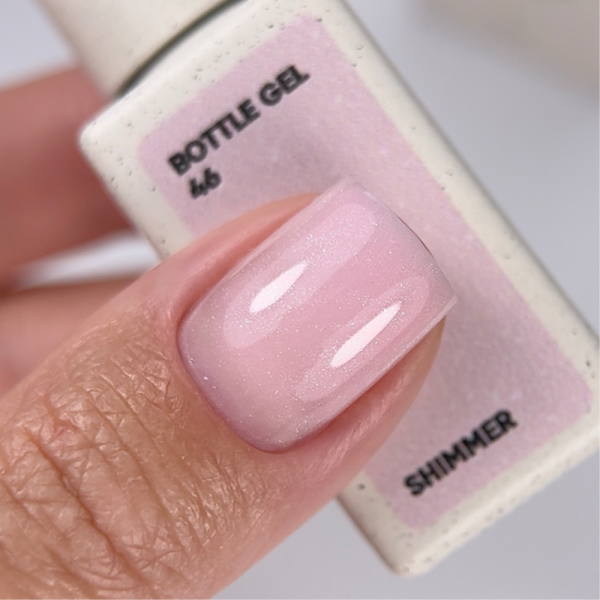 NAILSOFTHEDAY Bottle Gel №46 Shimmer - сверхпрочный гель, молочно-розовый с шиммером, 10 мл