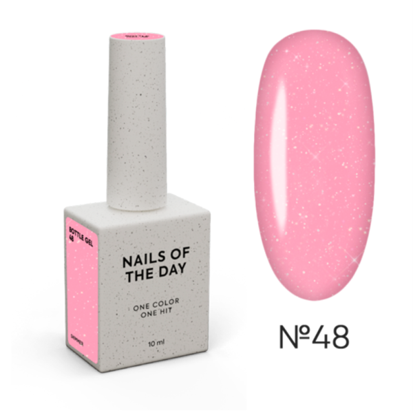 NAILSOFTHEDAY Bottle Gel №48 Shimmer - сверхпрочный гель, розовый с шиммером, 10 мл