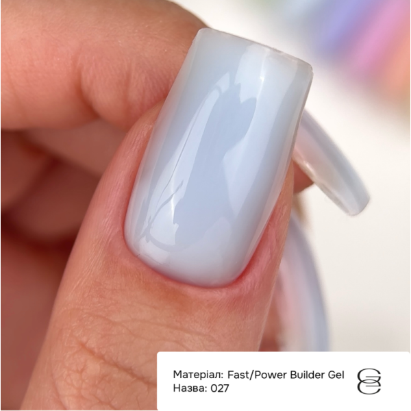 Гель для нарощування GEMELY Power Builder Gel №027, блакитний, 15 мл