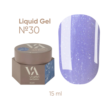 Гель жидкий Valeri Liquid Gel №30, синий с белыми блестками, 15 мл