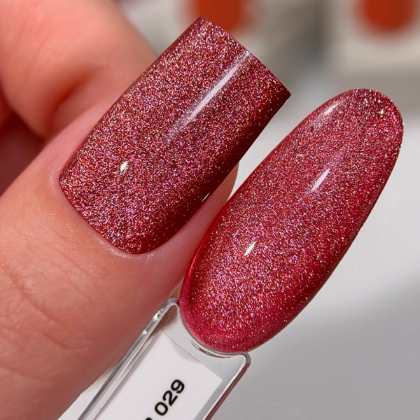 Гель-лак котяче око GEMELY Cat Color №029, червоно-малиновий, 6 мл