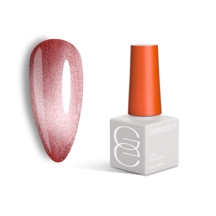 Гель-лак кошачий глаз GEMELY Cat Color №019, нежно-красный, 6 мл