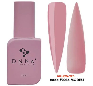 База камуфлююча DNKa Cover Rubber Base French New Formula №0034 Modest, рожевий шовк, 12 мл
