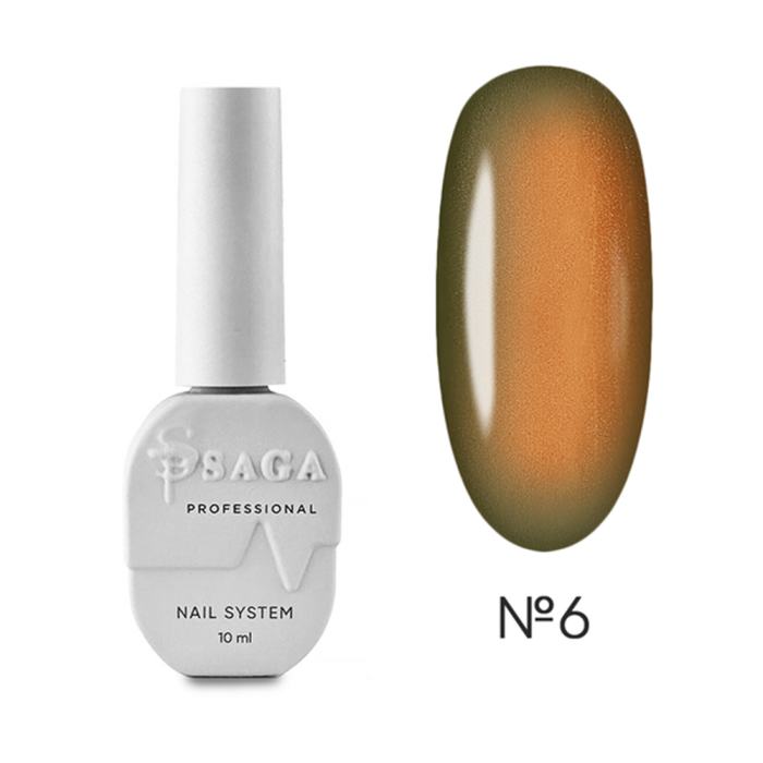 Гель-лак кошачий глаз SAGA Professional Smoothie Cat №06, зелено-оранжевый, 10 мл