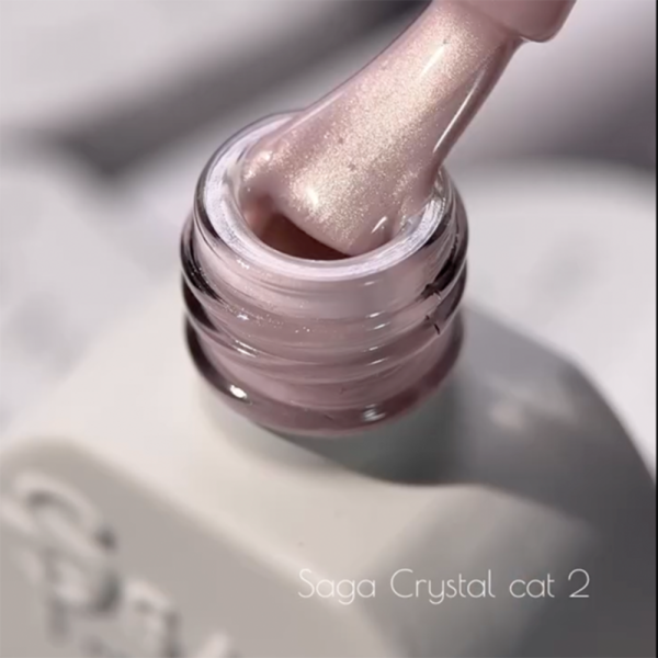 Гель-лак котяче око SAGA Professional Crystal Cat №02, срібно-рожевий, 10 мл