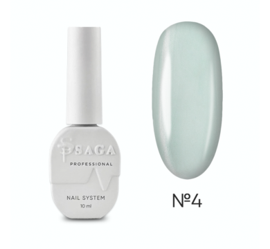 Гель-лак котяче око SAGA Professional Crystal Cat №04, срібно-м'ятний, 10 мл