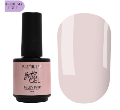 Гель рідкий Komilfo Bottle Gel Milky Pink, молочно-рожевий (напівпрозорий), 15 мл (HEMA/TPO free)