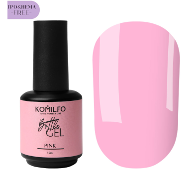 Гель жидкий Komilfo Bottle Gel Pink, нежно-розовый, 15 мл (HEMA/TPO free)